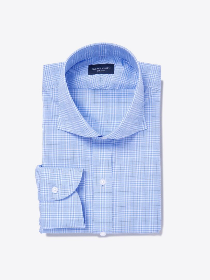 Alden 120s Blue Prince of Wales Check Tailor Made Shirt 