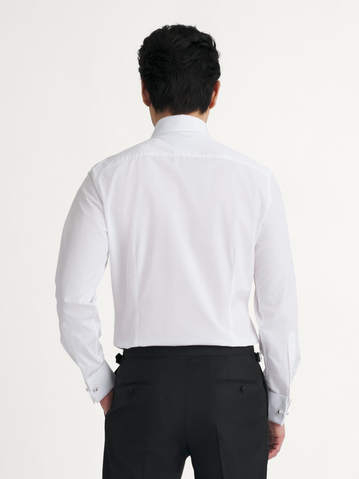 The Pleated Front Tuxedo Shirt in Thomas Mason White Luxury Broadcloth