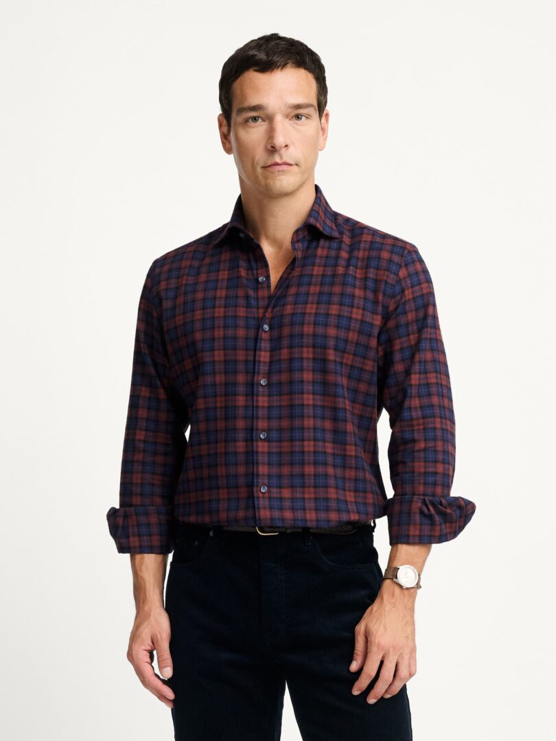 The Tartan Flannel Spread Collar Sport Shirt Detail