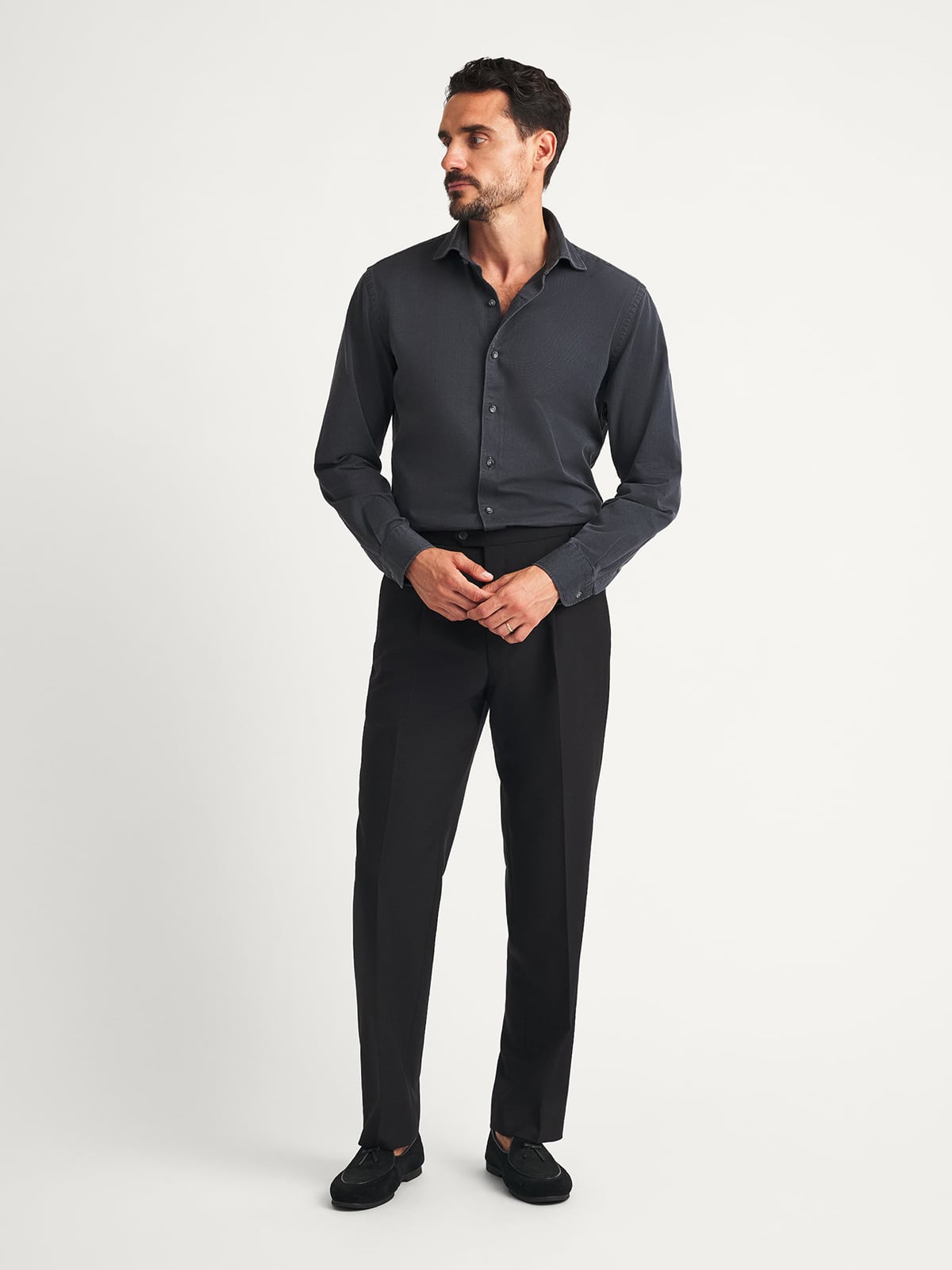 black denim dress shirt Billy Reid Shoals Denim Shirt, Black main image 0