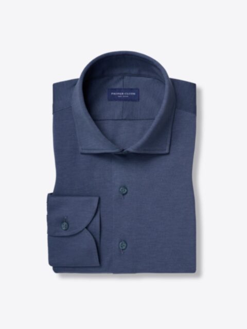 Shop Canclini Melange Slate Blue Knit Pique