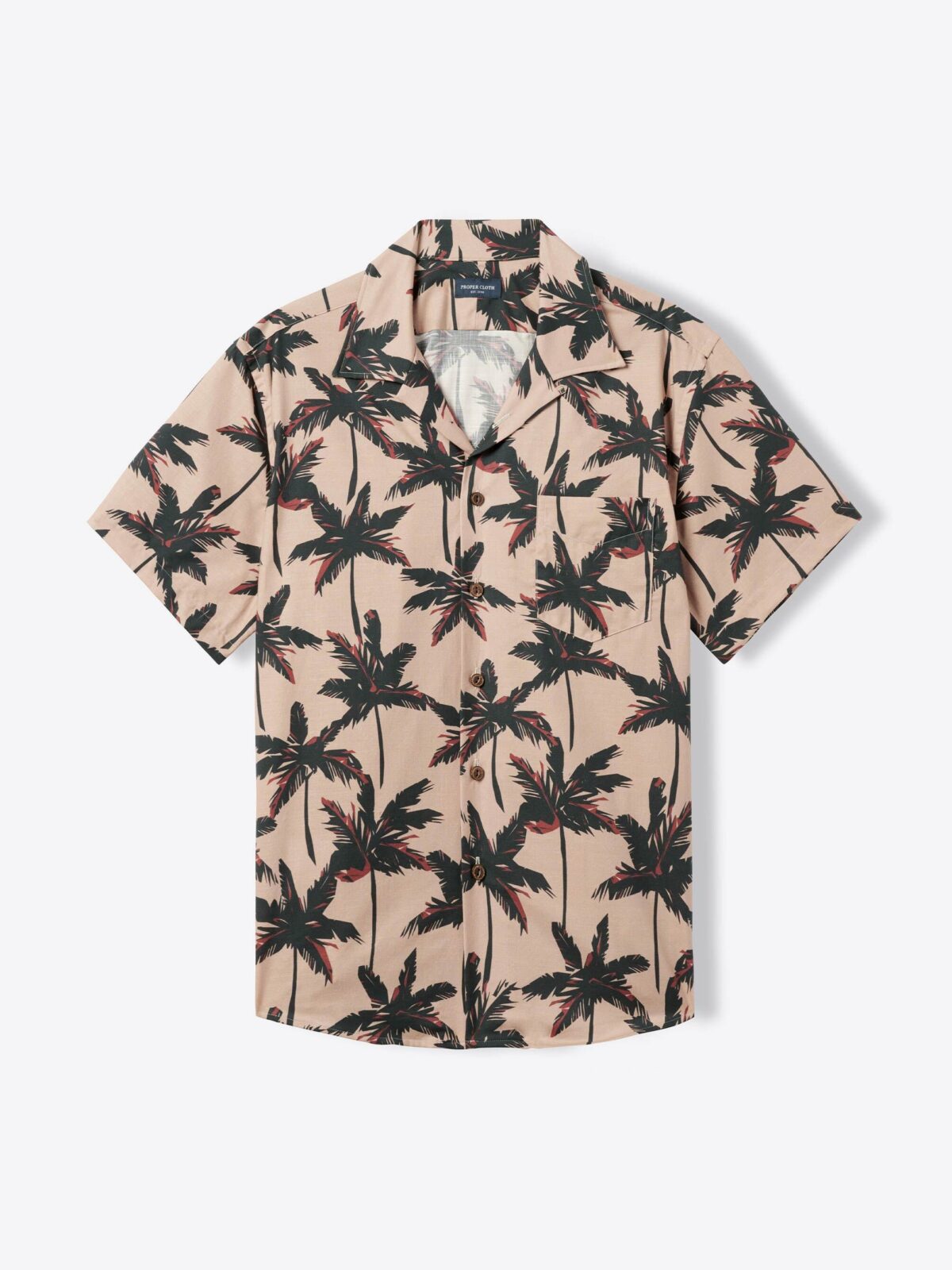 Albiate Beige Abstract Palm Print Shirt by Proper Cloth