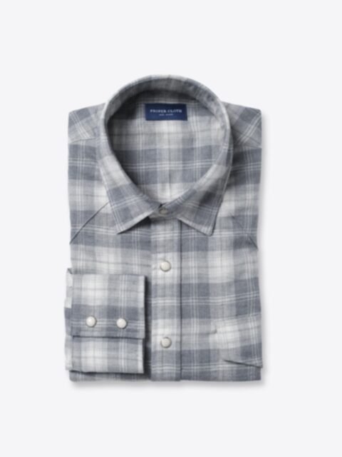 Shop Satoyama Grey Large Plaid Flannel
