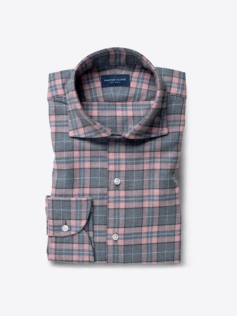 Shop Satoyama Light Pink and Slate Plaid Flannel