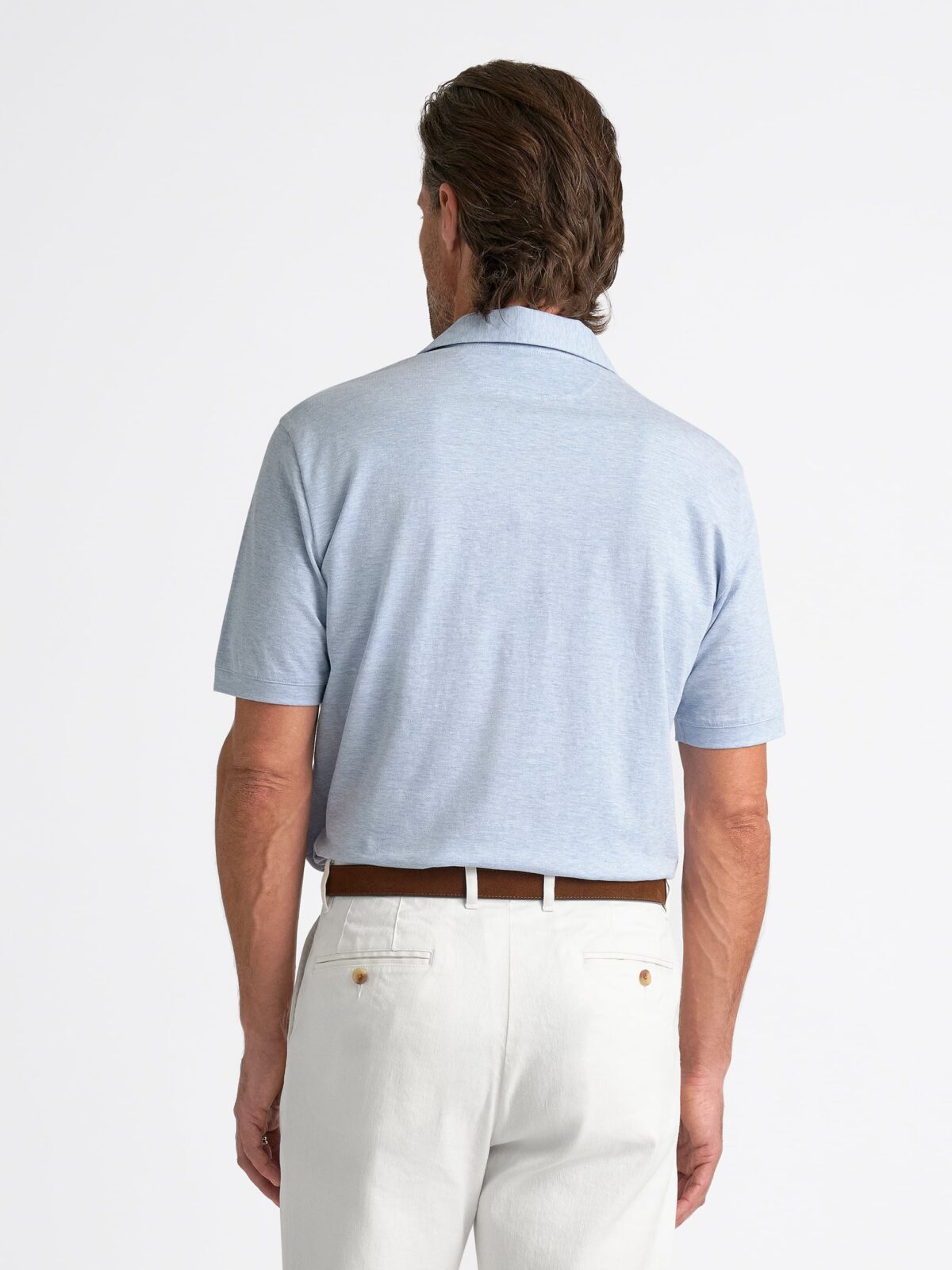 The Franklin Linen Blend Polo in Light Blue
