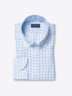 Light Blue Gingham Linen Dress Shirt Shirt by Proper Cloth