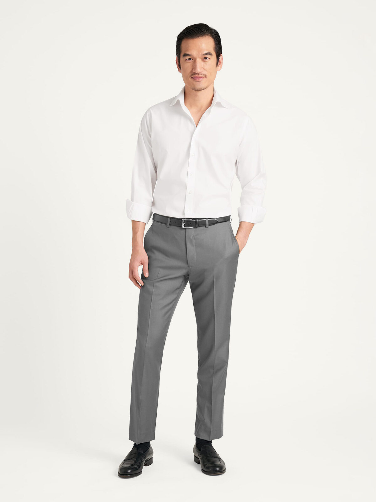 The Thomas Mason Non-Iron Shirt in White Twill
