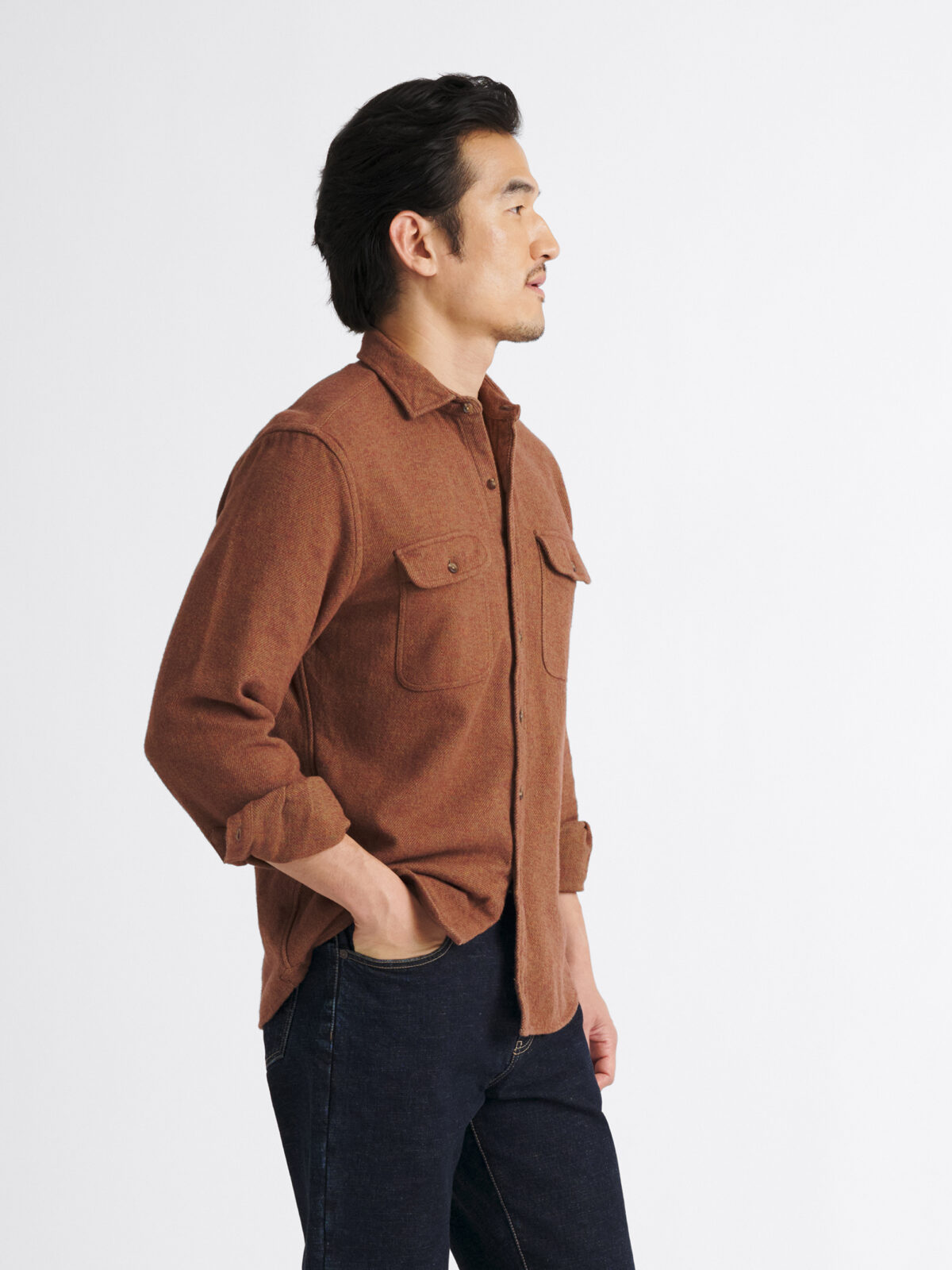 The Japanese Low Twist Shirt in Rust
