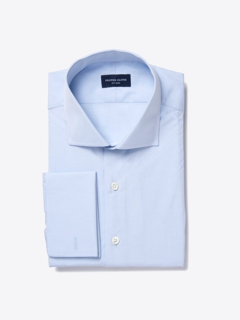 Thomas Mason Light Blue Luxury Broadcloth Custom Dress Shirt 
