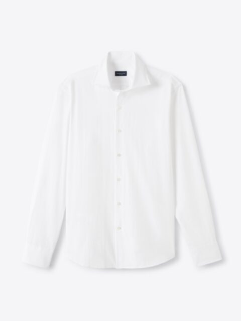 Thomas Mason Wrinkle-Resistant Light Blue Fine Stripe Fitted Shirt