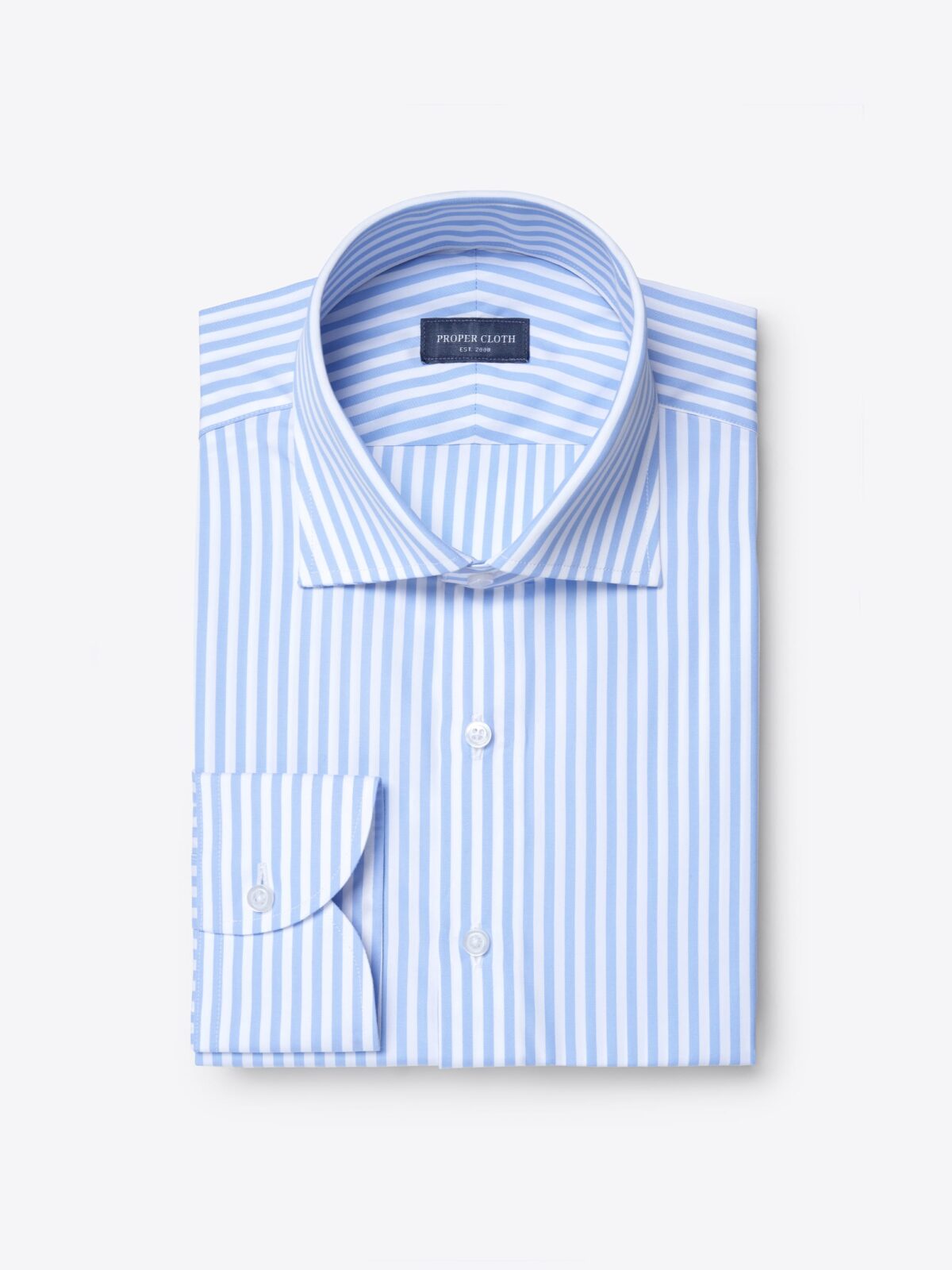 Stanton 120s Light Blue Wide Bengal Stripe Shirt
