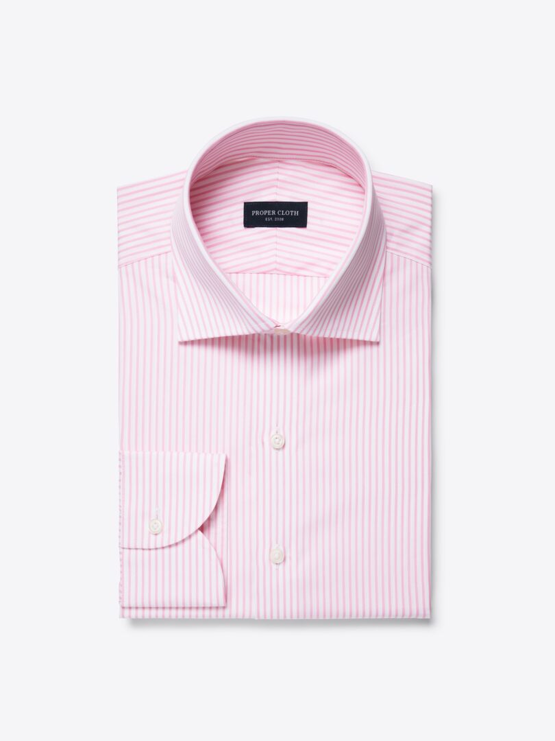 Stanton 120s Pink Stripe Custom Dress Shirt 