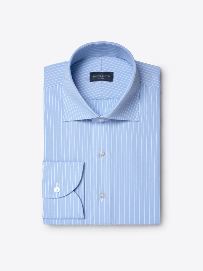 Stanton 120s Light Blue Reverse Stripe Tailor Made Shirt 