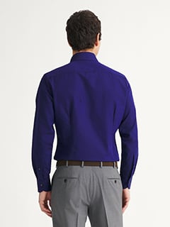 Proper Cloth Men's Thomas Mason Navy Broadcloth Custom Dress Shirt - Blue, Size: 24, Big, Tall, 100% Cotton