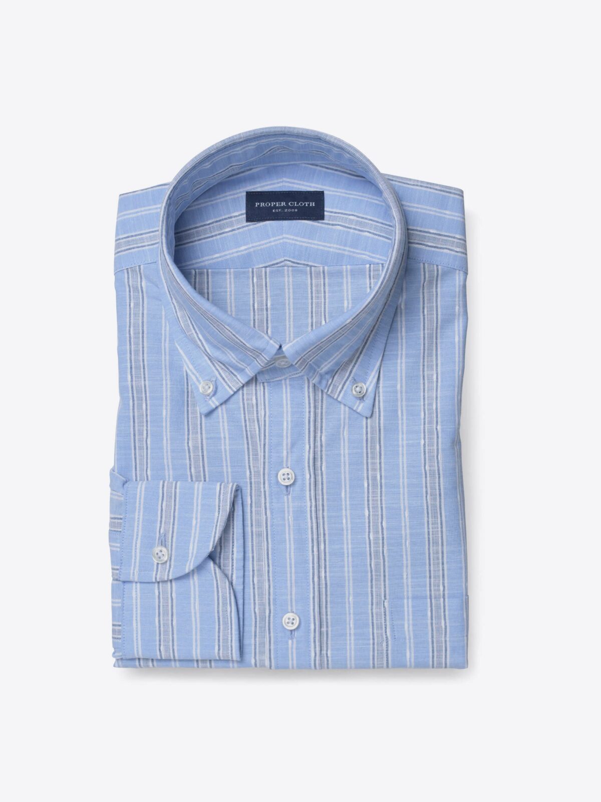 Albini Light Blue Slub Stripe Shirt by Proper Cloth