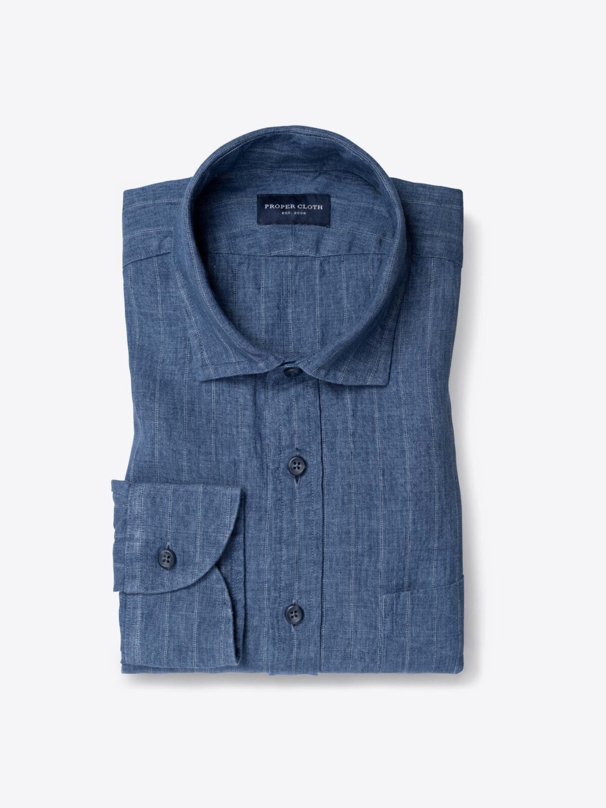 Leomaster Faded Blue Pinstripe Linen Shirt by Proper Cloth
