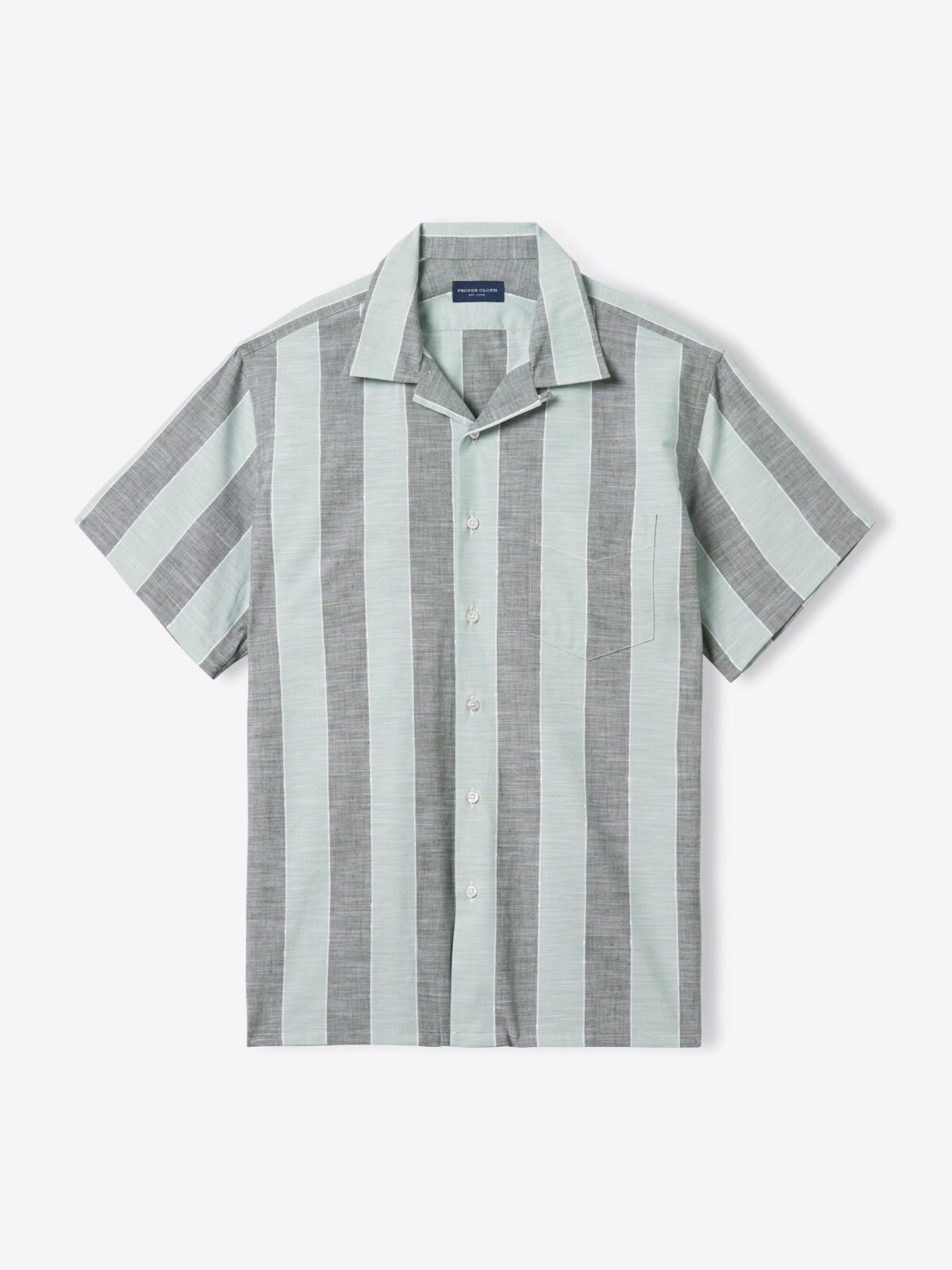 Albini Mint Slub Wide Stripe Shirt by Proper Cloth