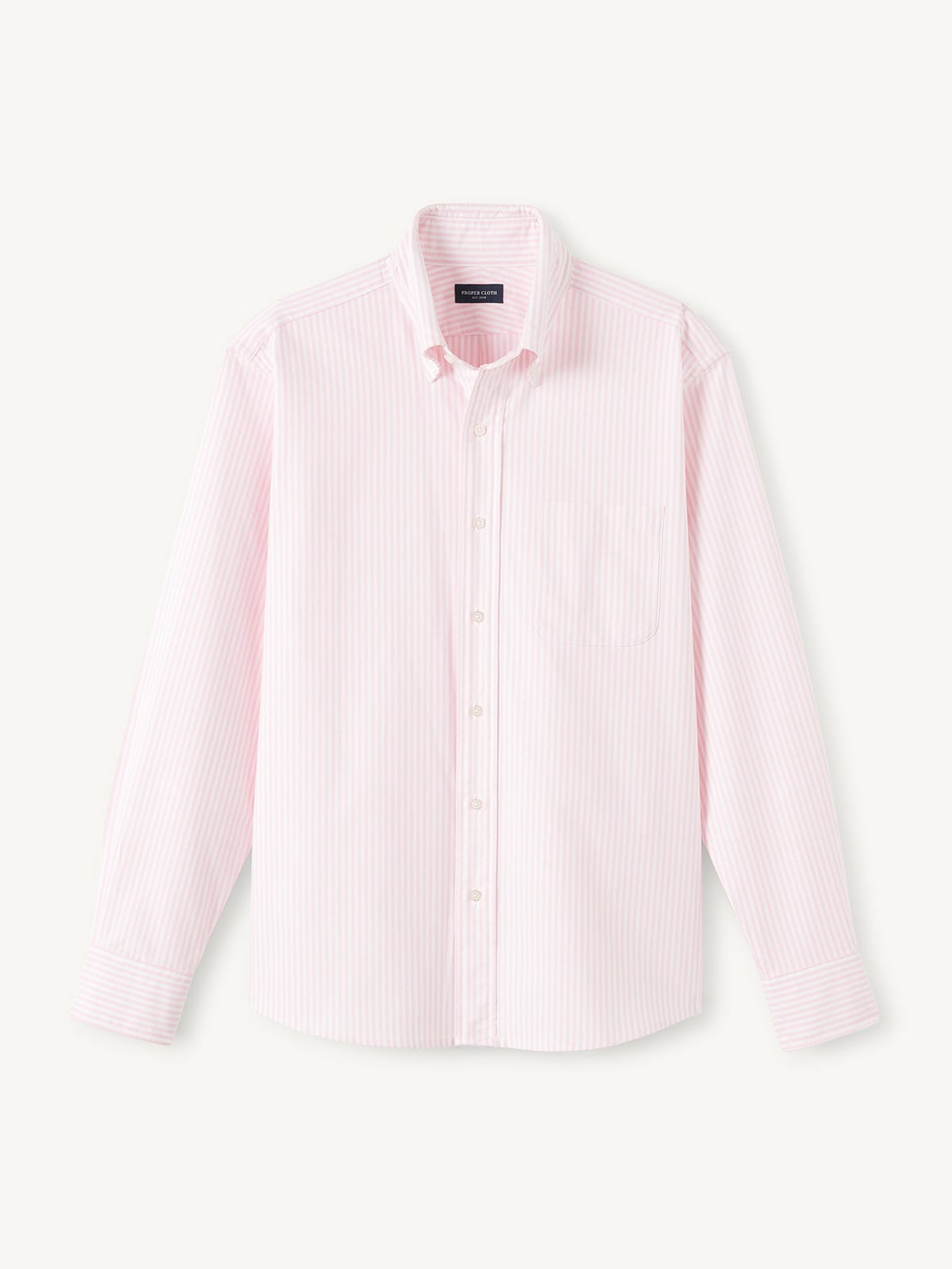 Proper Cloth Men's Clark Pink University Stripe Oxford Cloth Button Down Fitted Dress Shirt - Pink, Size: XL, Regular, 100% Cotton Proper Cloth Men's Clark Pink University Stripe Oxford Cloth Button Down Fitted Dress Shirt - Pink, Size: XL, Regular, 100% Cotton