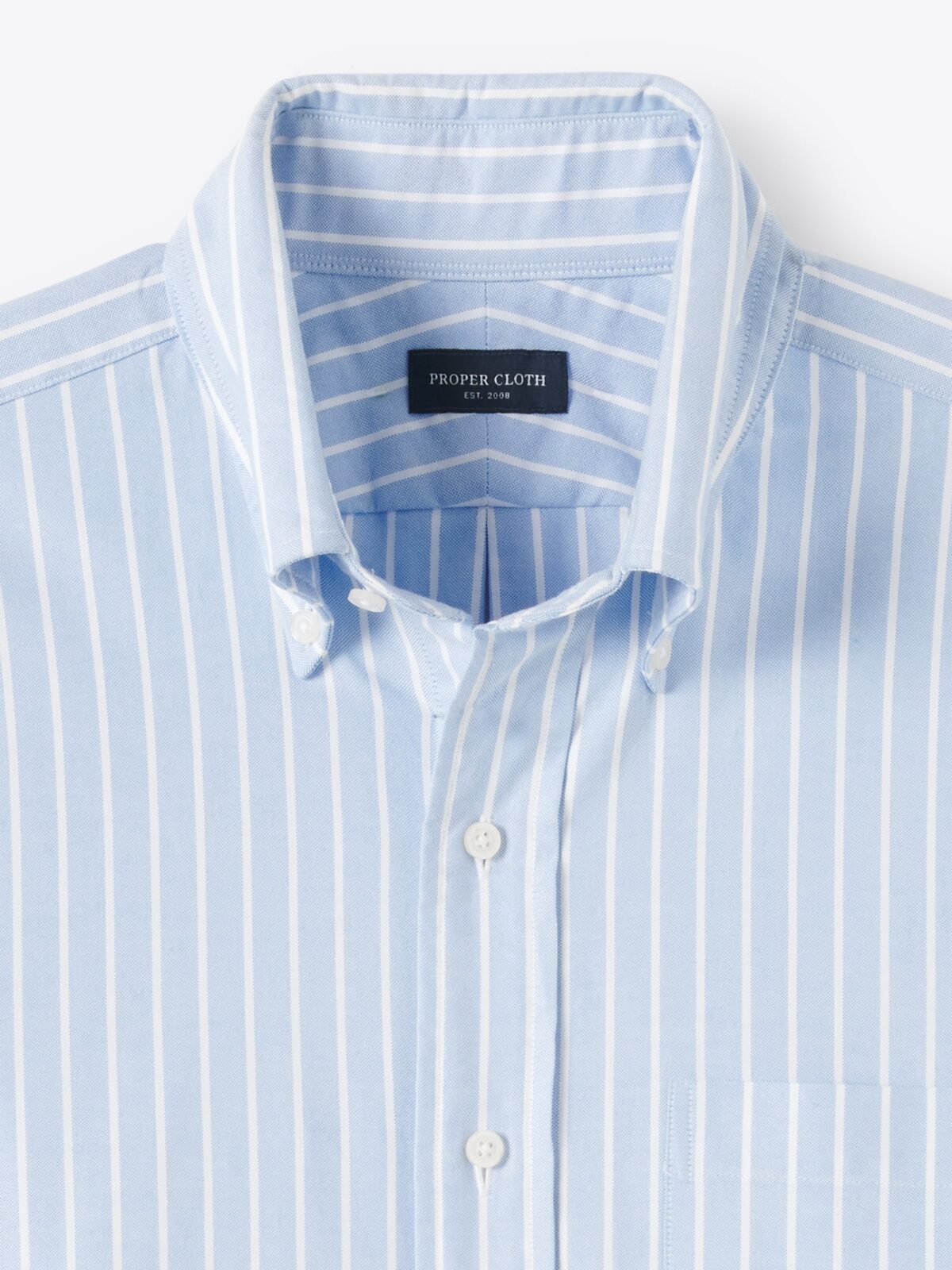 The Clark Oxford Cloth Button Down in Blue Wide Stripe