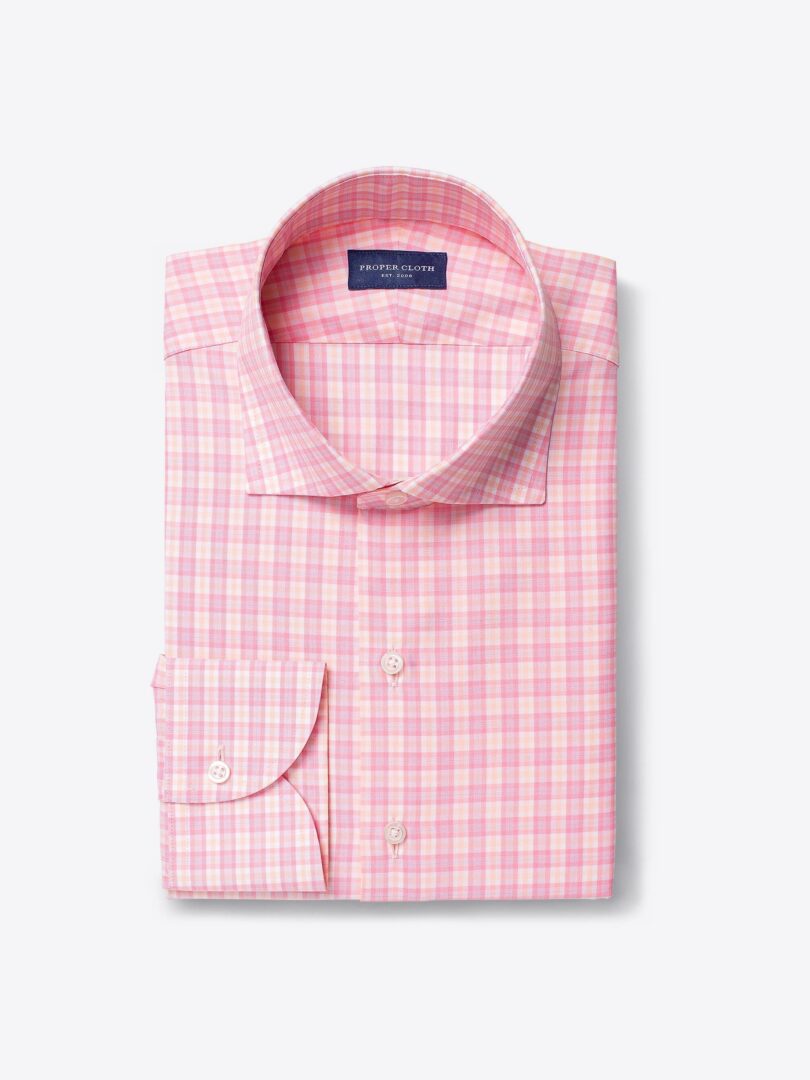 Verona Pink and Orange Multi Check Custom Dress Shirt 