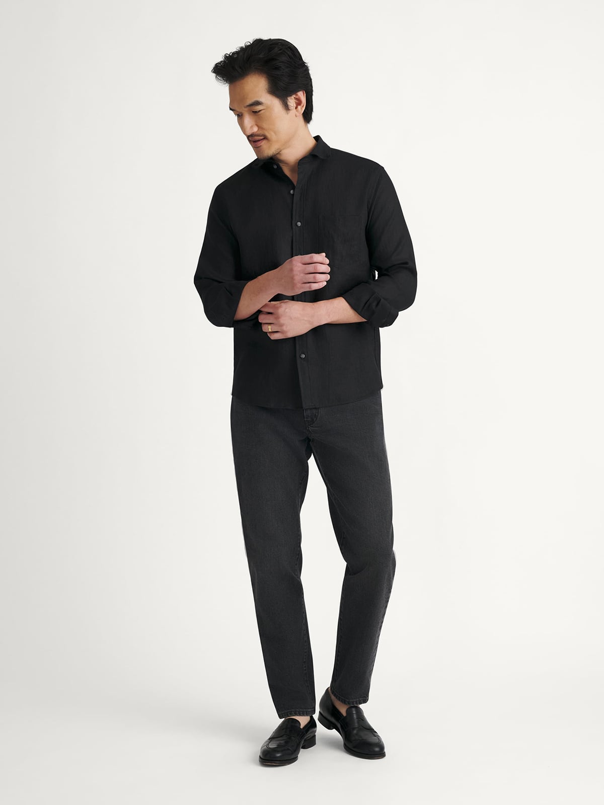 black linen dress shirt Classic Linen Shirt