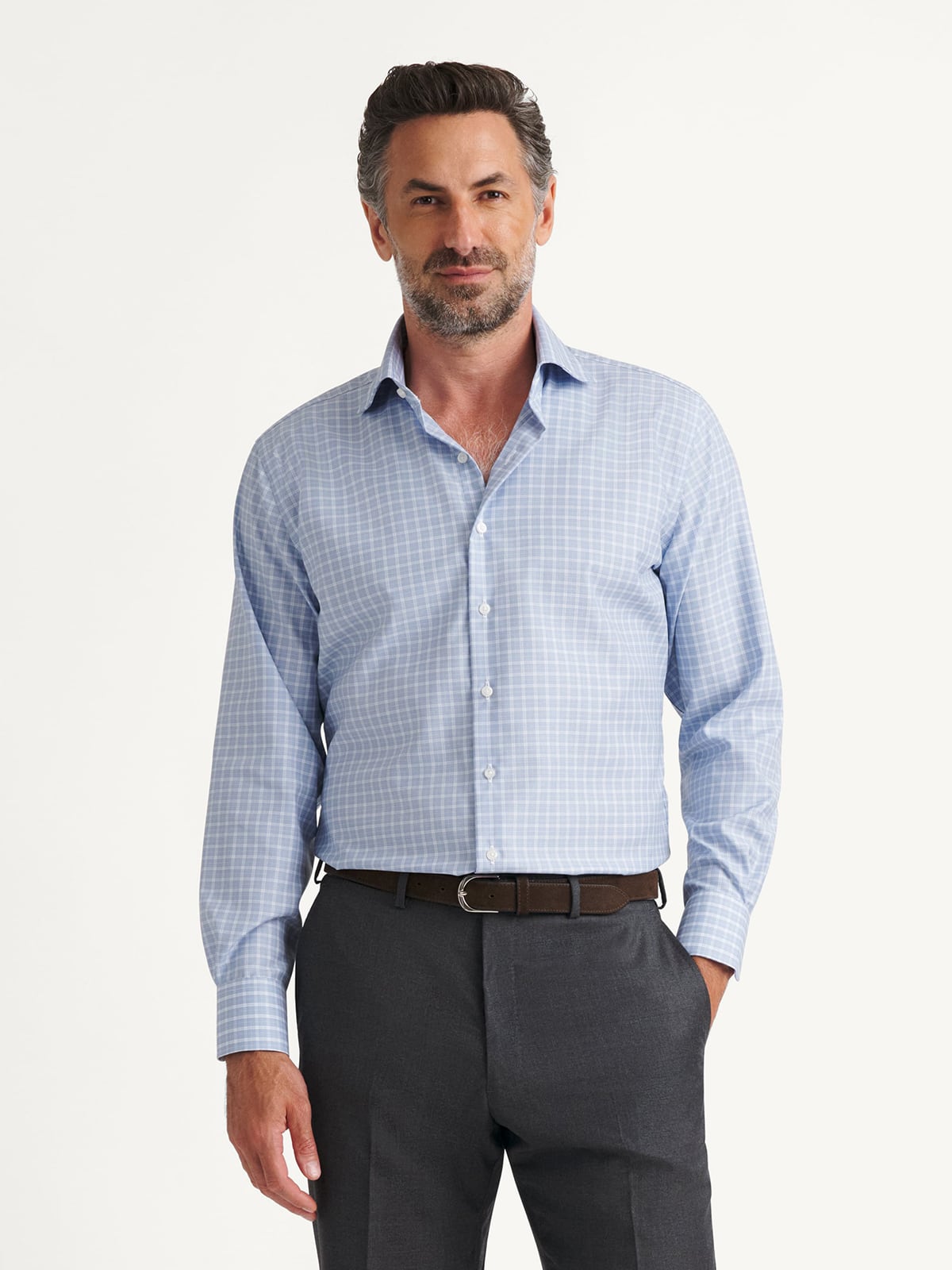 wrinkle proof dress shirt Express Men's Slim Dot Print Wrinkle-Resistant Everyday Performance in White Medium Designed by our fit experts Proper Cloth Men's Mayfair Wrinkle-Resistant