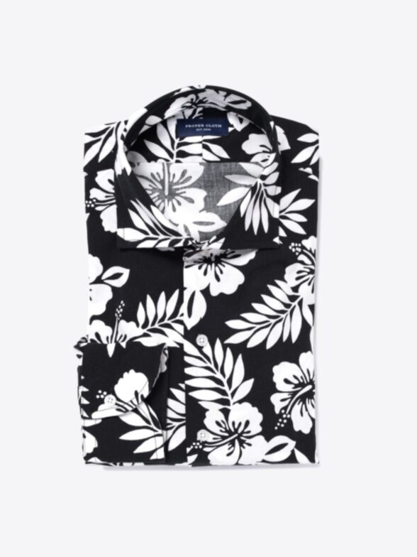 Japanese Black and White Aloha Floral