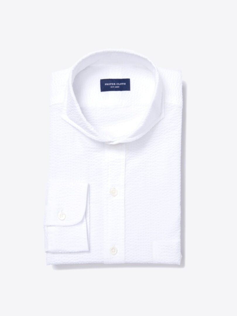 Canclini White Luxury Seersucker Tailor Made Shirt 