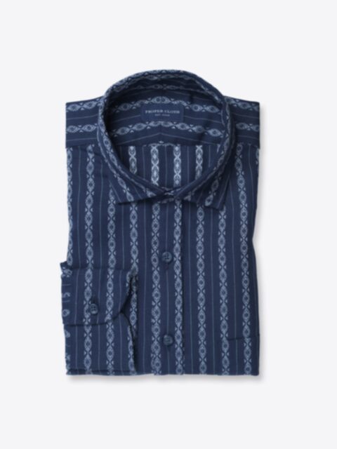 Shop Portuguese Navy and Light Blue Aztec Stripe