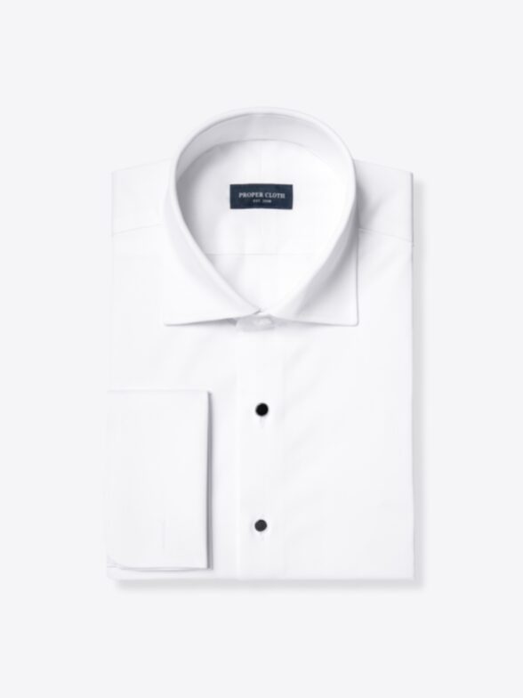 Thomas Mason White 3 Ply Regal Twill Tuxedo Shirt Product Image