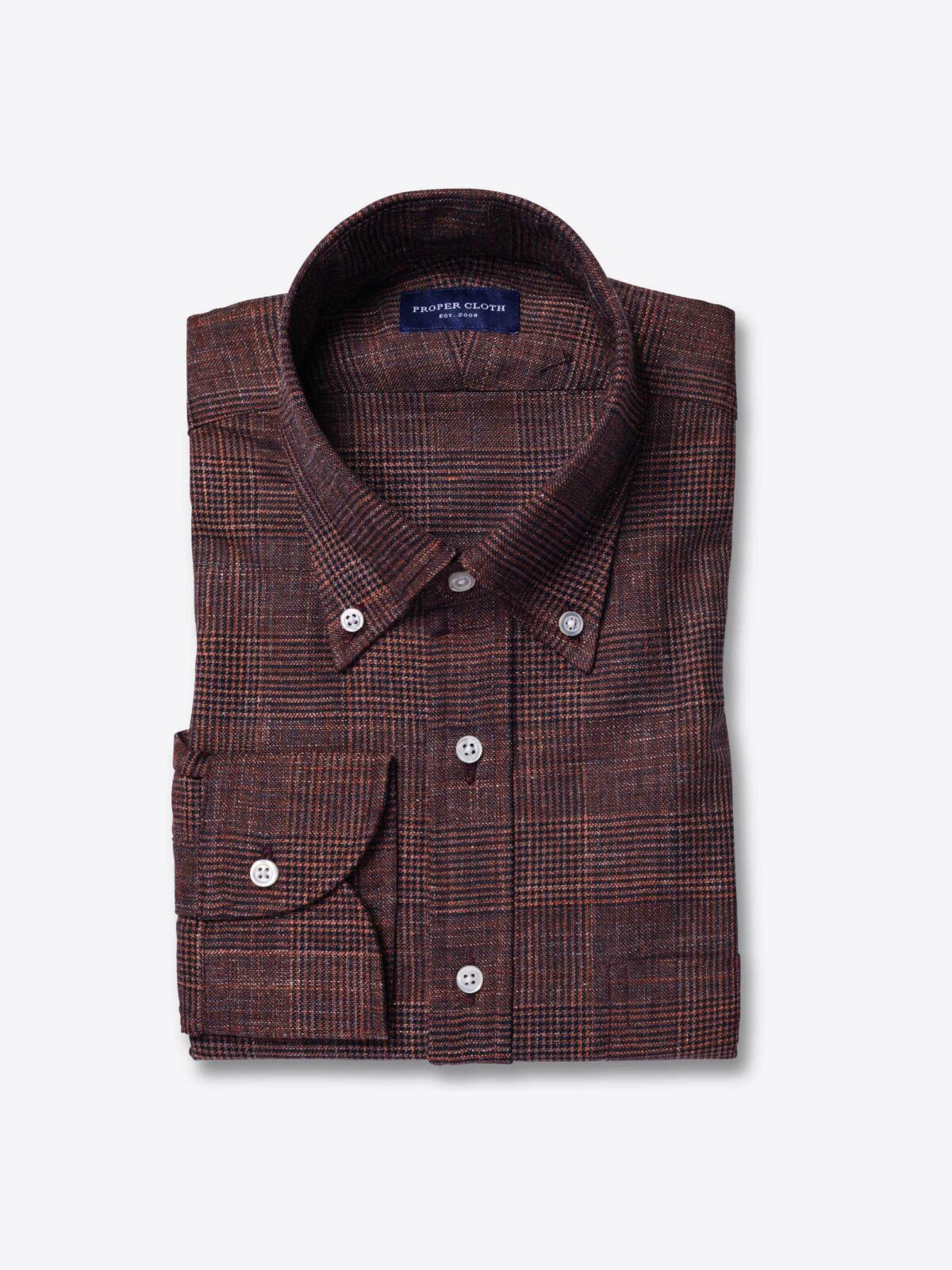 Proper Cloth Terracotta glen check shirt