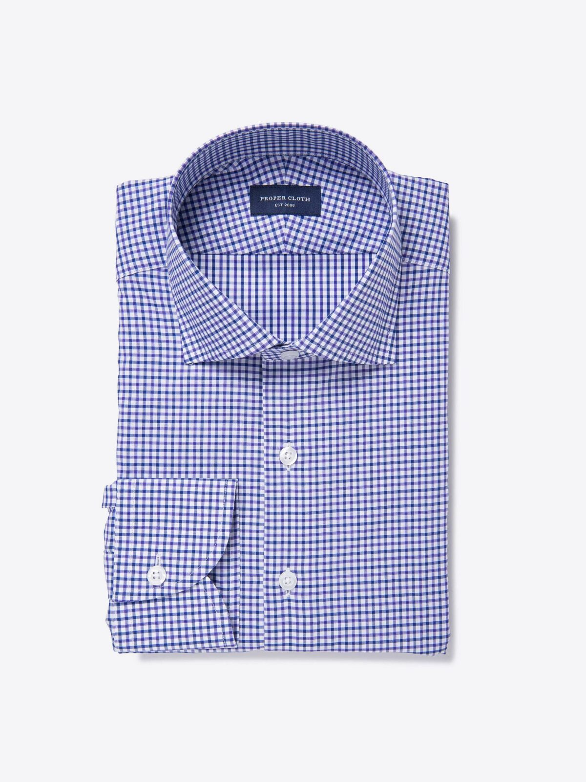 Charles Violet and Blue Tattersall Fitted Dress Shirt Shirt by Proper Cloth Charles Violet and Blue Tattersall Fitted Dress Shirt Shirt by Proper Cloth