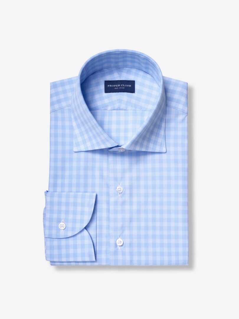 Thomas Mason Goldline Light Blue Large Check Shirts by Proper Cloth