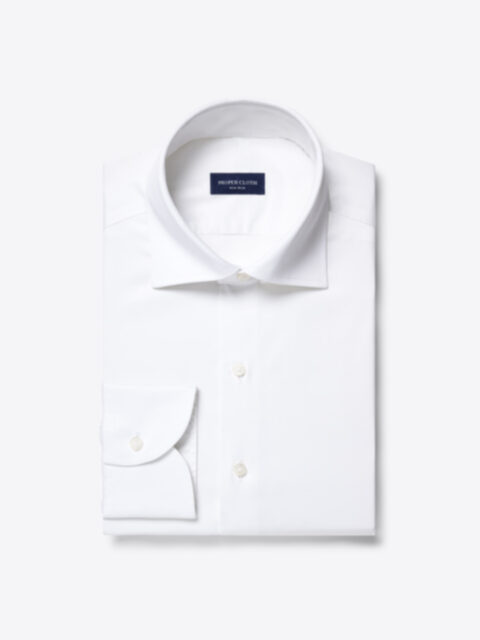 Thomas Mason White 100s Fine Twill Custom Dress Shirt Shirt