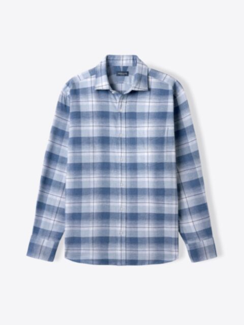 Teton Navy and Light Grey Plaid Flannel Custom Dress Shirt