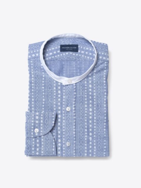 Shop Albini Handblock Stripe Print Chambray