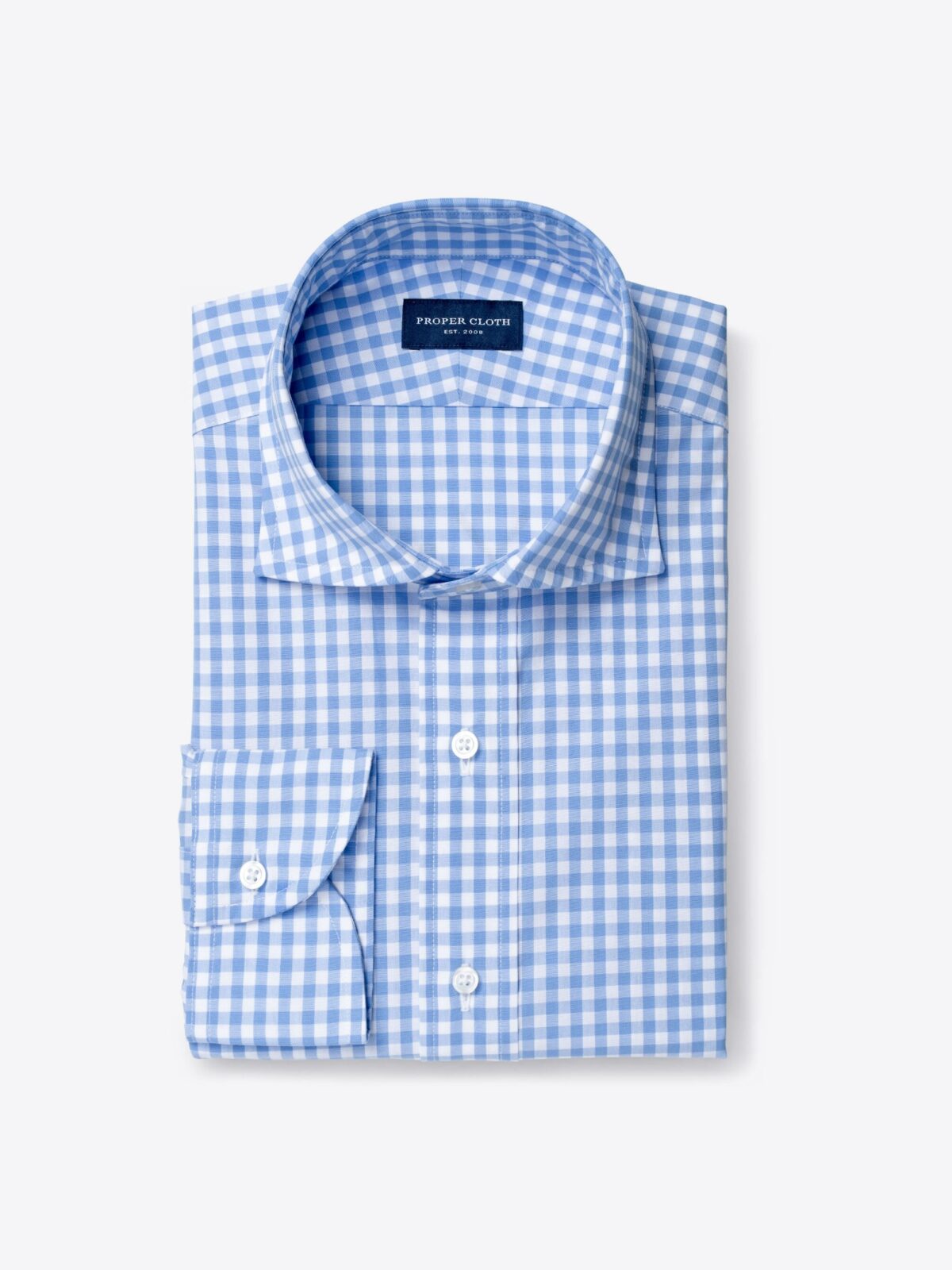 Light Blue Medium Gingham Broadcloth Shirt by Proper Cloth
