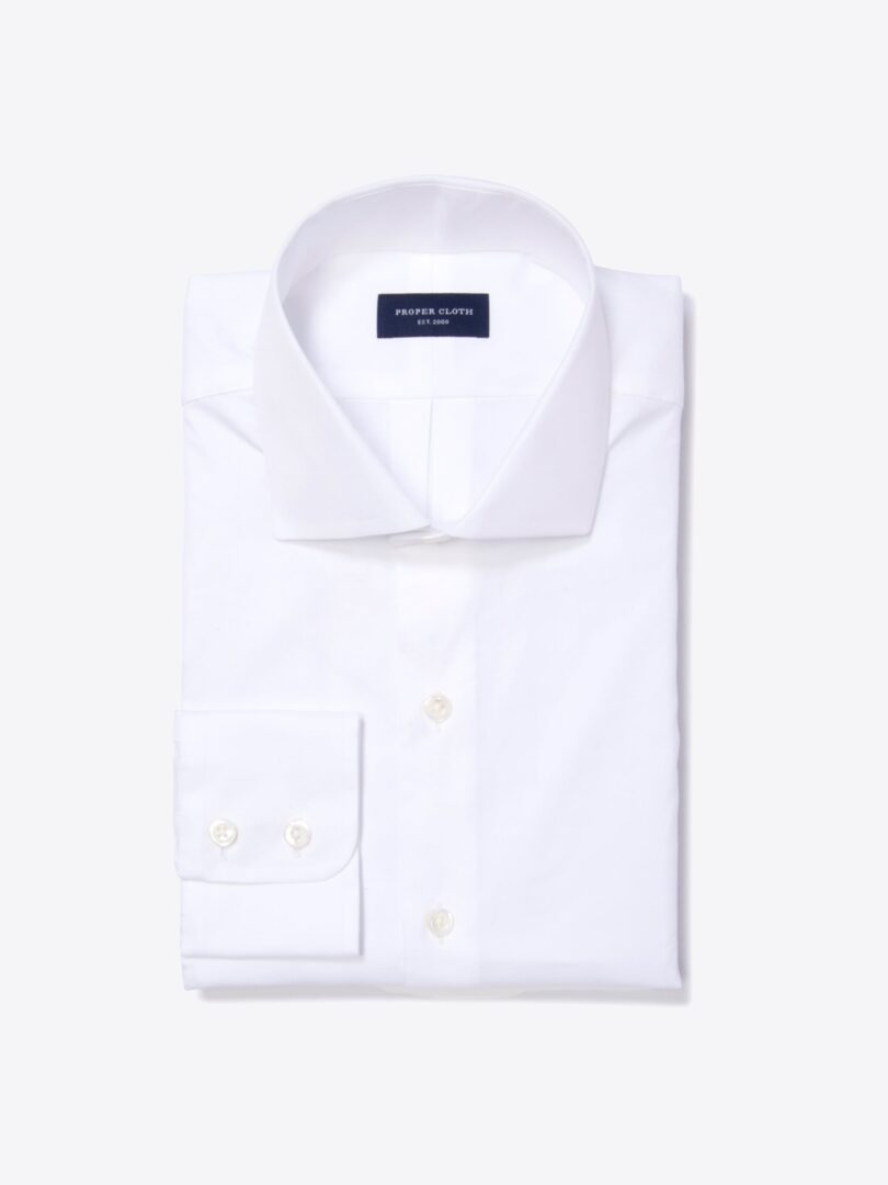 White 100s Herringbone Custom Made Shirt 