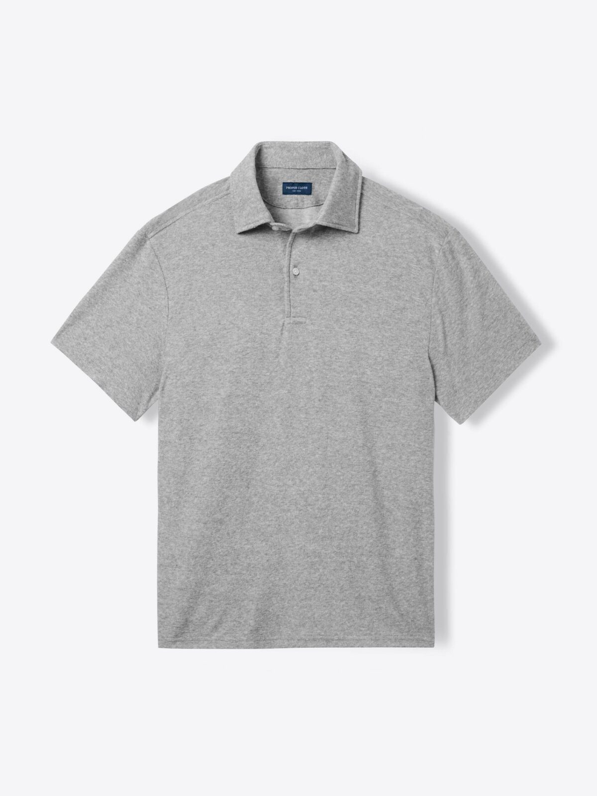 Grey Melange Terry Cloth Poolside Polo Shirt