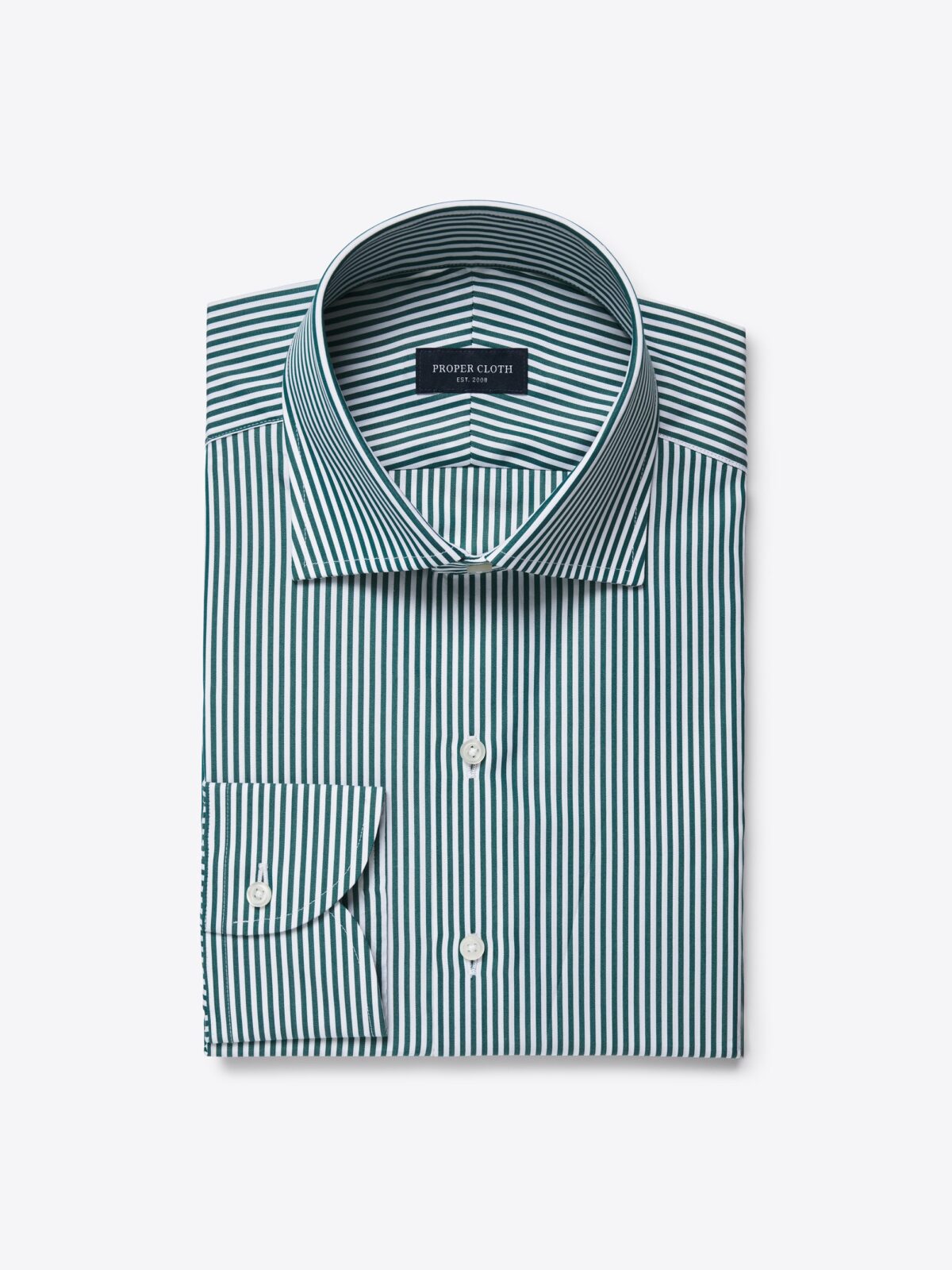 The Stanton Broadcloth Dress Shirt in Green Bengal Stripe