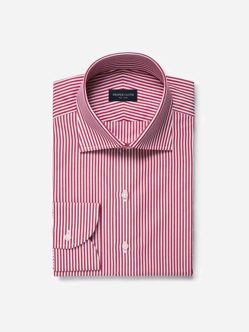 Stanton 120s Red Bengal Stripe Men's Dress Shirt 