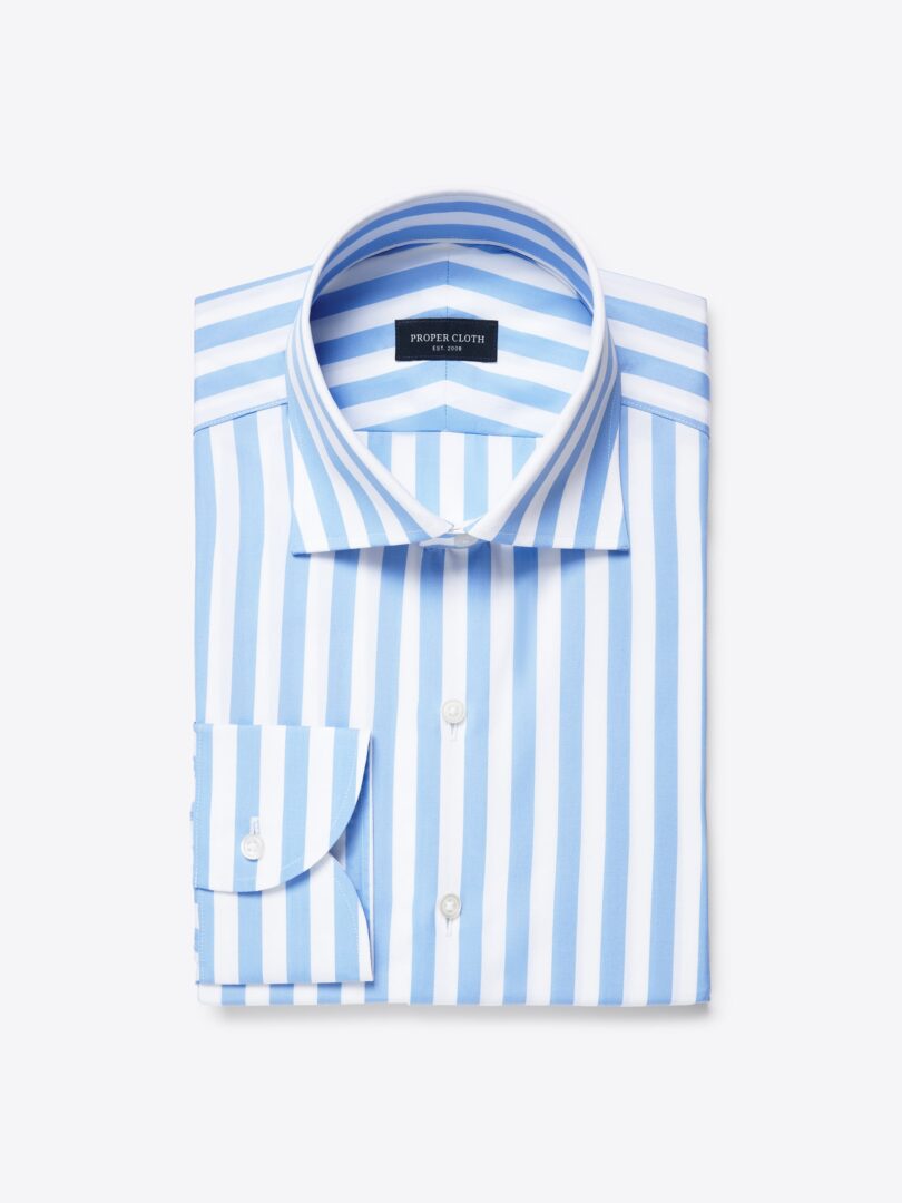 slim fit dress slacks Men's Slim Fit Blue and White Striped Dress Shirt Size N4 main image 0