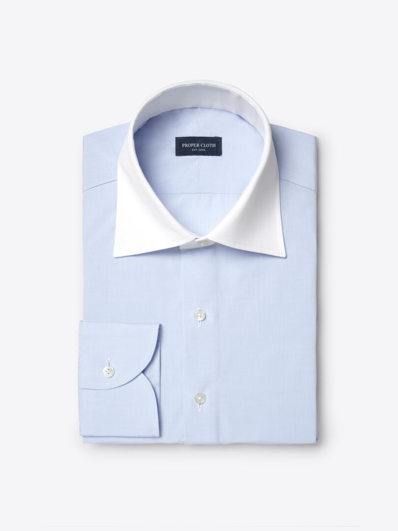 DJA Sea Island Light Blue Broadcloth Roma Spread Contrast Collar Product Image