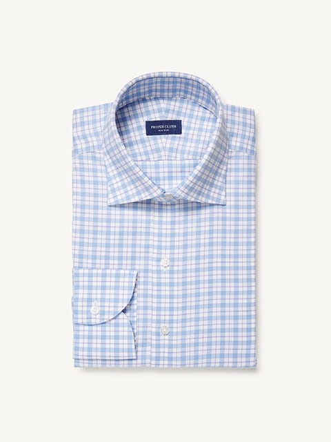 Thomas Mason Lavender and Grey End-on-End Check Custom Dress Shirt