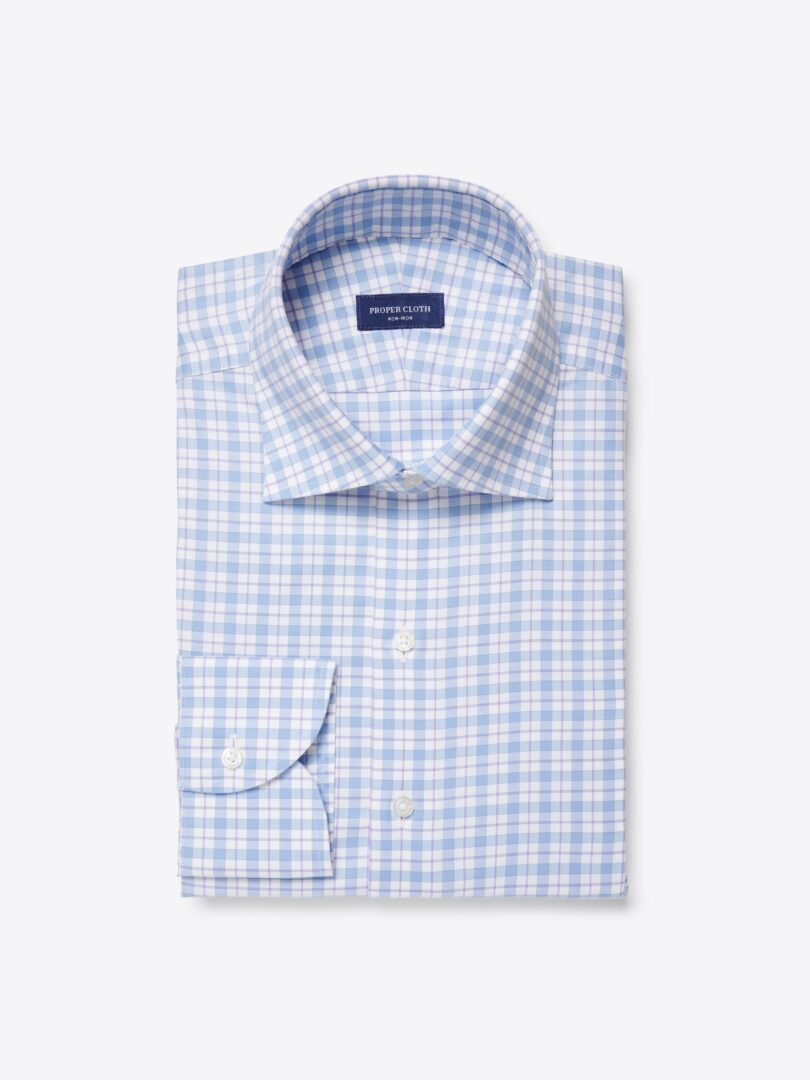 Men’s Non-Iron Stretch Supima Blue and Purple Multi Check Thumb