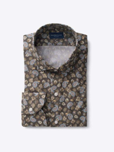 Shop Albini Fatigue and Light Blue Paisley Print