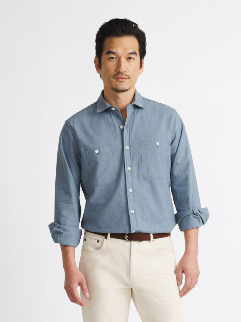 Albiate Light Blue Indigo Dobby Utility Shirt Thumb Detail