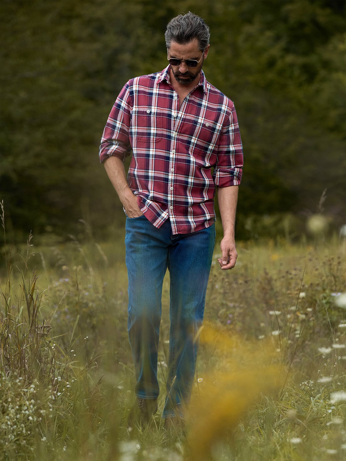The Jackson Shirt in Brick and Navy