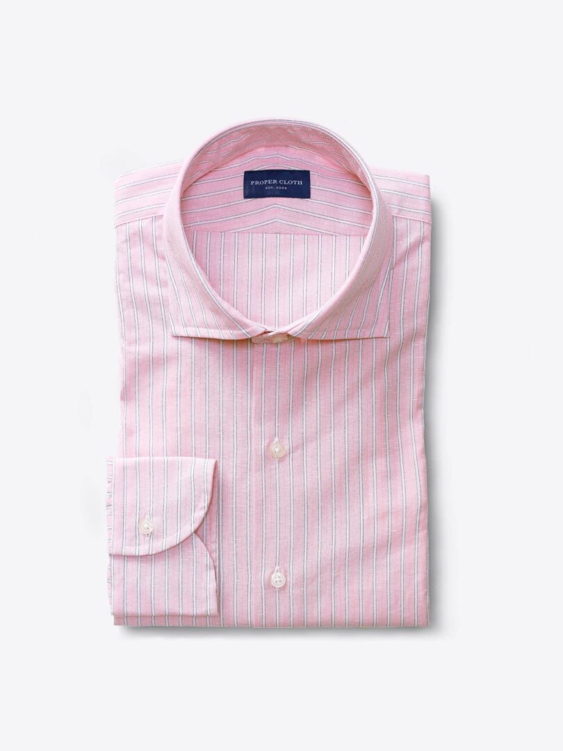 Pink Slub Stripe Custom Made Shirt 