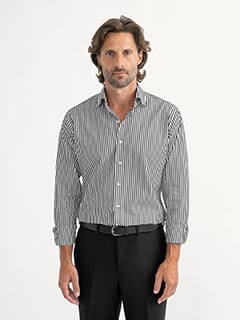 black striped dress shirt Round Collar Black Stripe Shirt